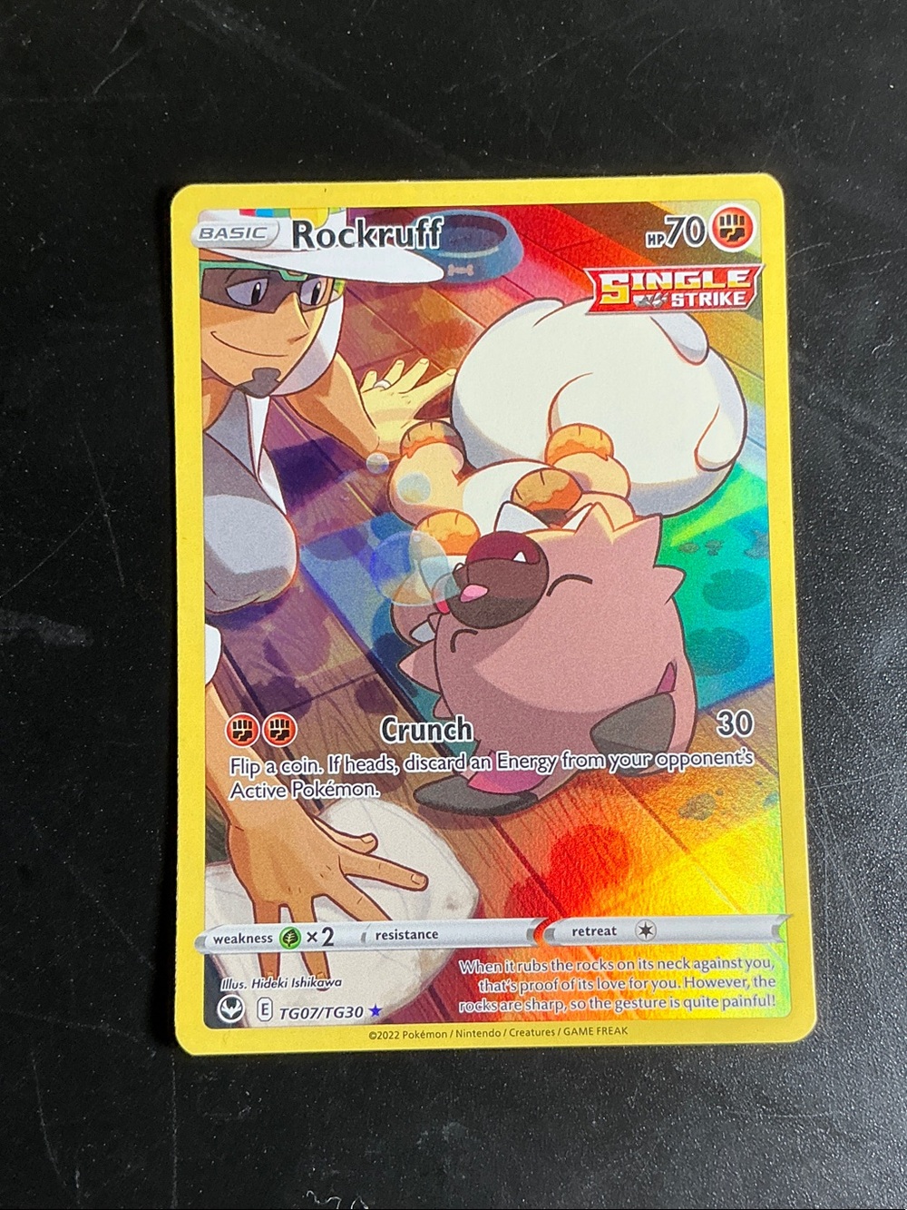 Rockruff Pokémon Holo Card - Yellow Border